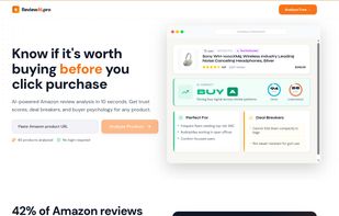 Landing page of reviewai.pro which showcase hero section of the platform