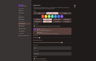 User settings page, on "Appearance" tab