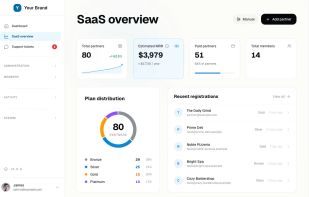 A SaaS overview of partners, plans, and usage