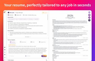 One-click resume tailoring