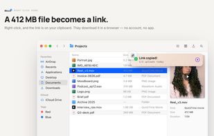 Upload & Share: the link is copied right after the right-click