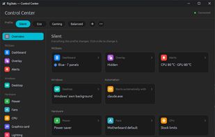Control Center — everything a profile does at a glance