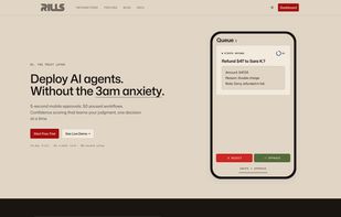 The landing page for rills.ai