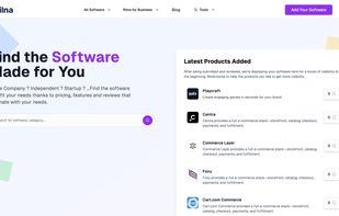 Rilna's homepage hero section, a title and the list of the last softwares added to the platform