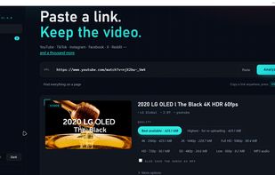 Paste a link and pick a quality. Every option shows how big the file will be before you choose.