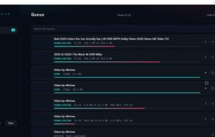 Several downloads at once, each showing how much has arrived.