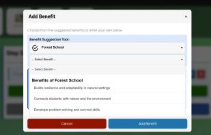 Quickly add benefits and hazards related to your activity.