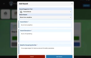 Quickly add benefits and hazards related to your activity.