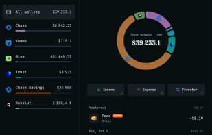 All your wallets in one place, with a total balance across currencies