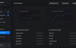 Commissions tab with persofmance-based commissions that affiliate earned