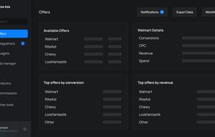 Offers tab with all available brands with whom affiliate currently working