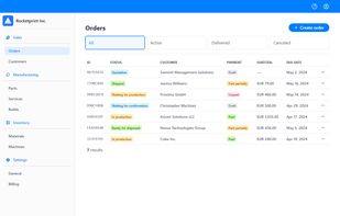 Track customer order progress, stay on top of deadlines and monitor payments.
