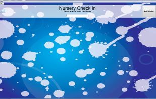 Child check in is included as part of Roll Call.  This is an example of the check in screen that parents can use to enter their last name or phone number.  Background is customizable.