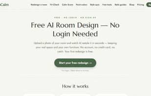 The free redesign page. No account, no card and no watermark - upload one photo and the redesign comes back in about a minute.