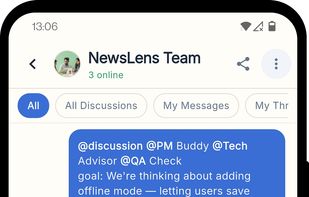 In-room AI agent answering a project status question from shared room context.Multi-agent discussion flow with agents contributing to a room decision.