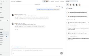 Shared conversation with teammates and their execution overview.