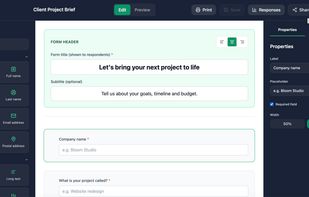 Build custom forms and questionnaires with Rowzz’s native editor.