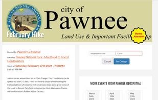 Event detail page. Event info on the left, easy email-based RSVP top right, additional events listed bottom right. (No login required to RSVP. Only email.)