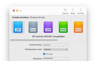 With Archiver, you can keep your sensitive data private and secure. Protect your files by packing them in encrypted, password-protected archives.