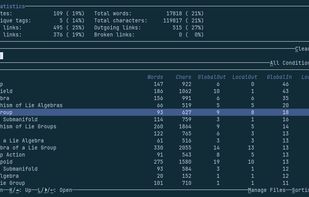 Select view of all indexed notes