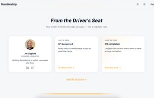 From the Driver's Seat is a section where the founder shares how his weekly goals are going.