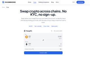 Swap crypto across chains from your own wallet: no KYC, no sign-up, non-custodial, native coins.