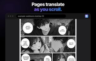 The browser extension translates manhwa and webtoon pages in place as you scroll on a reading site.