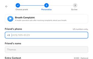 Personalize an AI prank call