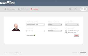 Windows app - User settings page