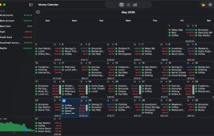 Money Calendar app main calendar view with personal finance transactions