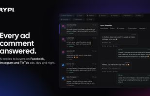 RYPL is an AI inbox for Facebook, Instagram and TikTok ad comments. An AI agent answers buyers' questions automatically, tags each comment by intent and sentiment, and hides spam, so questions under your ads get a reply around the clock.
