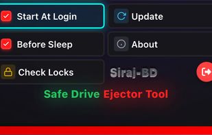 Automation & Safety settings: Start at Login, Pre-Sleep auto-eject gate, Process Lock detector, and automatic GitHub update checker.
