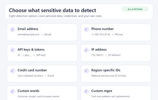 Choose what sensitive data to detect