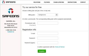 Get a 15 days' trial by registering on SafeDNS site