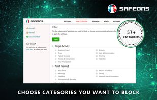 Choose among 55+ content categories which to block or allow