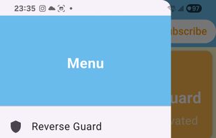 Main menu showing different guard modes and safety tools.