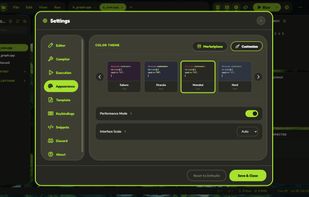 Settings: themes, compiler options and more!