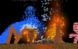 Water being poured over burning wood