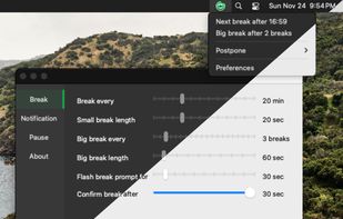 Menu and preference on macOS
