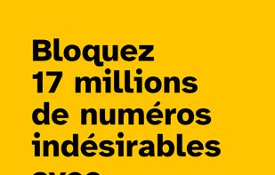 Block 17 million unwanted numbers with Saracroche, 

Illustration (on a yellow background) :
A hand holding a mobile phone with a red ‘X’ symbol on the screen, indicating that a call is being blocked.

Features listed below:

Simple
Free and open source
Developed in Toulouse
Report numbers
