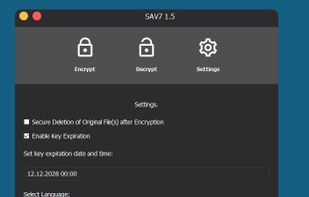 Settings for the key and deletion of data after the encryption process.