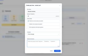 Can specify quiz generation to specific subtopics if needed (same with flashcards, which you can force to follow a format)