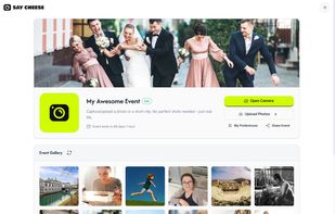 Main event page seen by guests