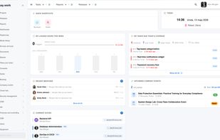 Dashboard with tasks, work logs, mentions and on-call schedules