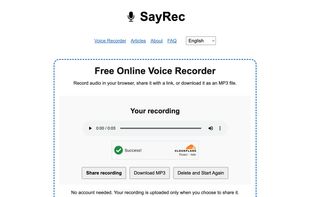 SayRec Share Recorded Audio Page