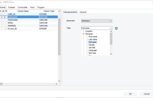 Assign a data generator template for each column.