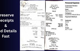 keep receipts safe and easily summarized for accountant, book keeper or office
