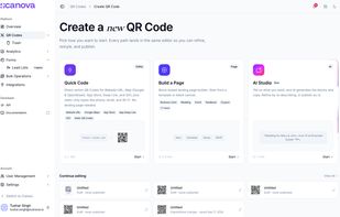 Generate direct-action QR Codes or build a full landing page manually or with AI Studio.