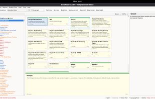 Corkboard view for planning, organising and rearranging chapters and scenes.