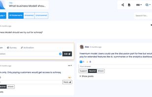 The discussion and Q&A feature. Easily filter, answer and discuss posts.